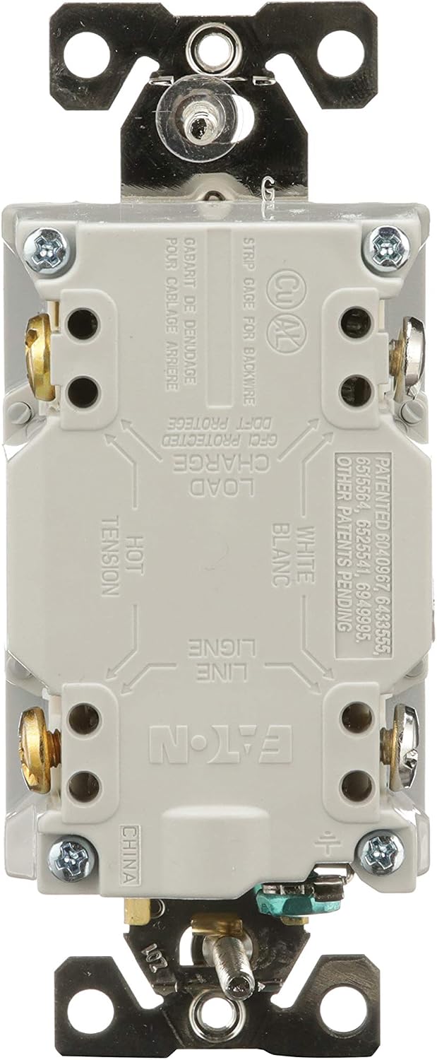 Eaton GFCI Self-Test 20A -125V Tamper & Weather Resistant Duplex Receptacle with Standard Size Wallplate, Gray