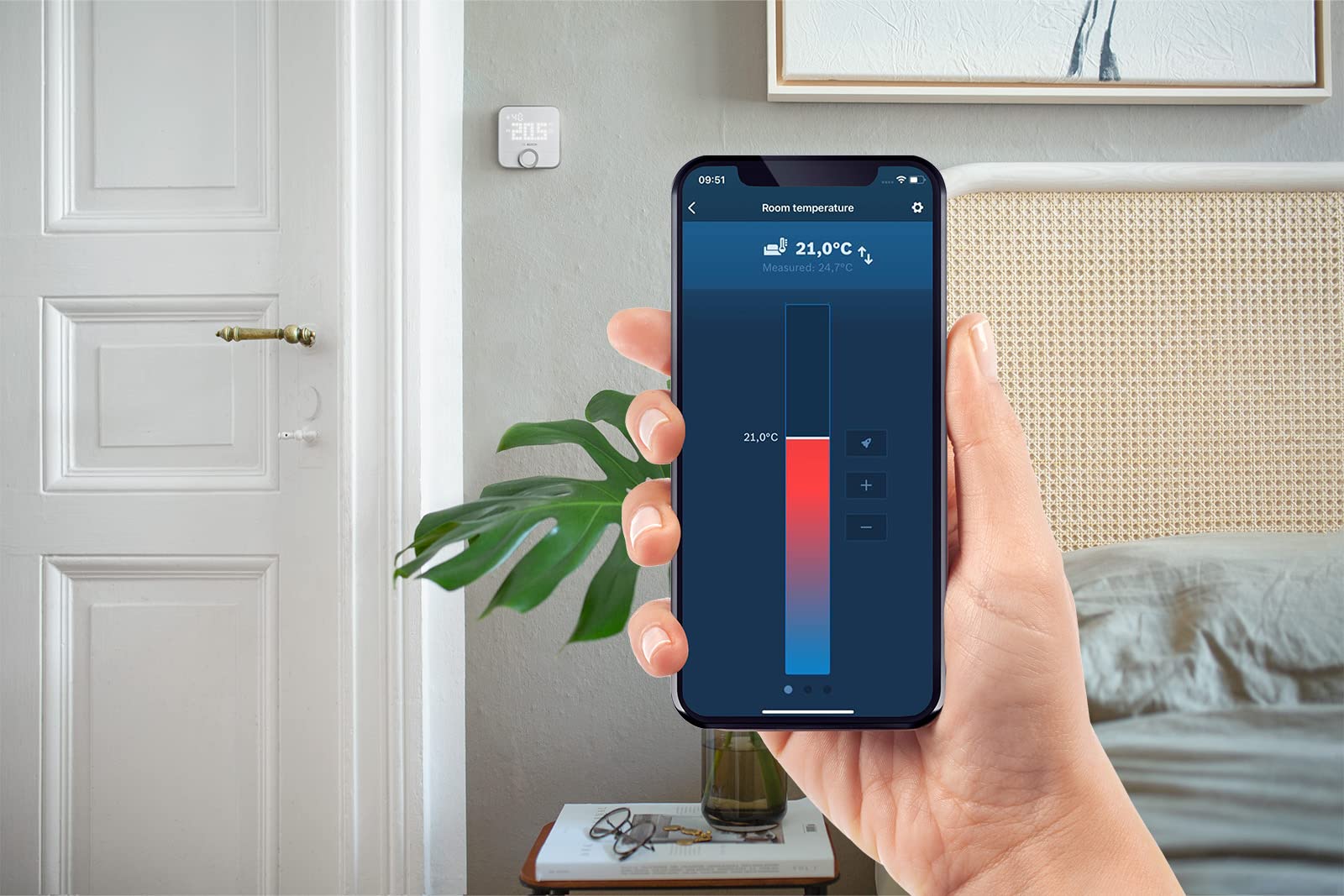 Termostato ambiente II Bosch Smart Home per sistemi di riscaldamento cablati, 230 V, compatibile con Google Assistant e Alexa, set da 3 pezzi