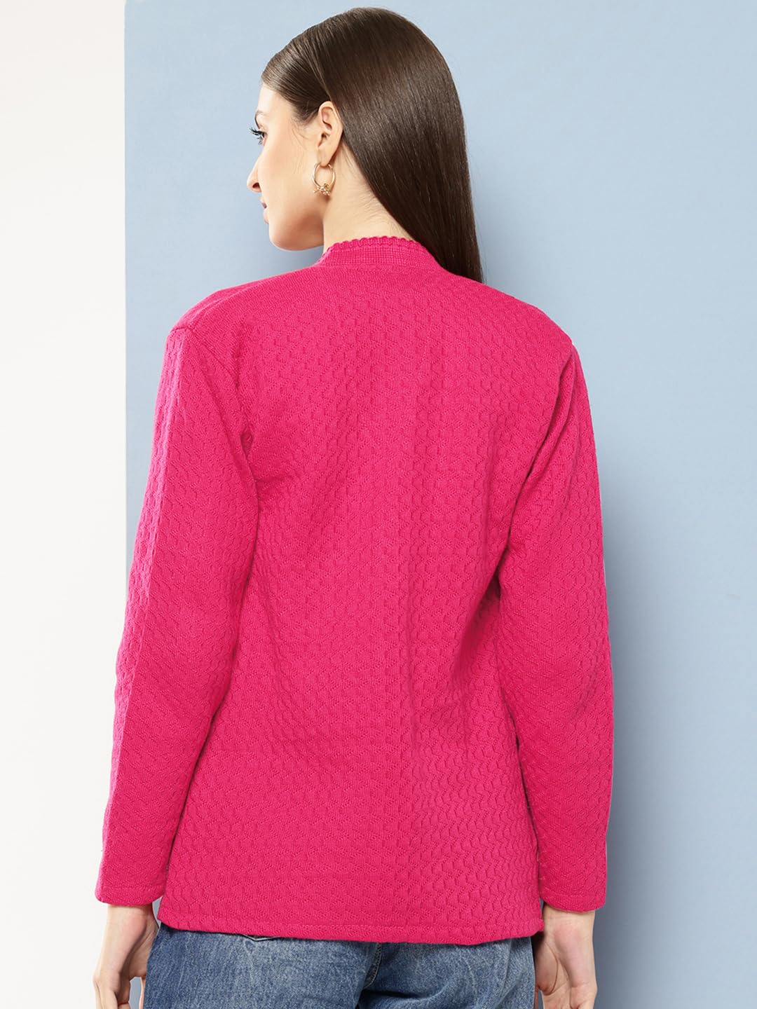 Aarika Cárdigan de lana liso de color liso para mujer