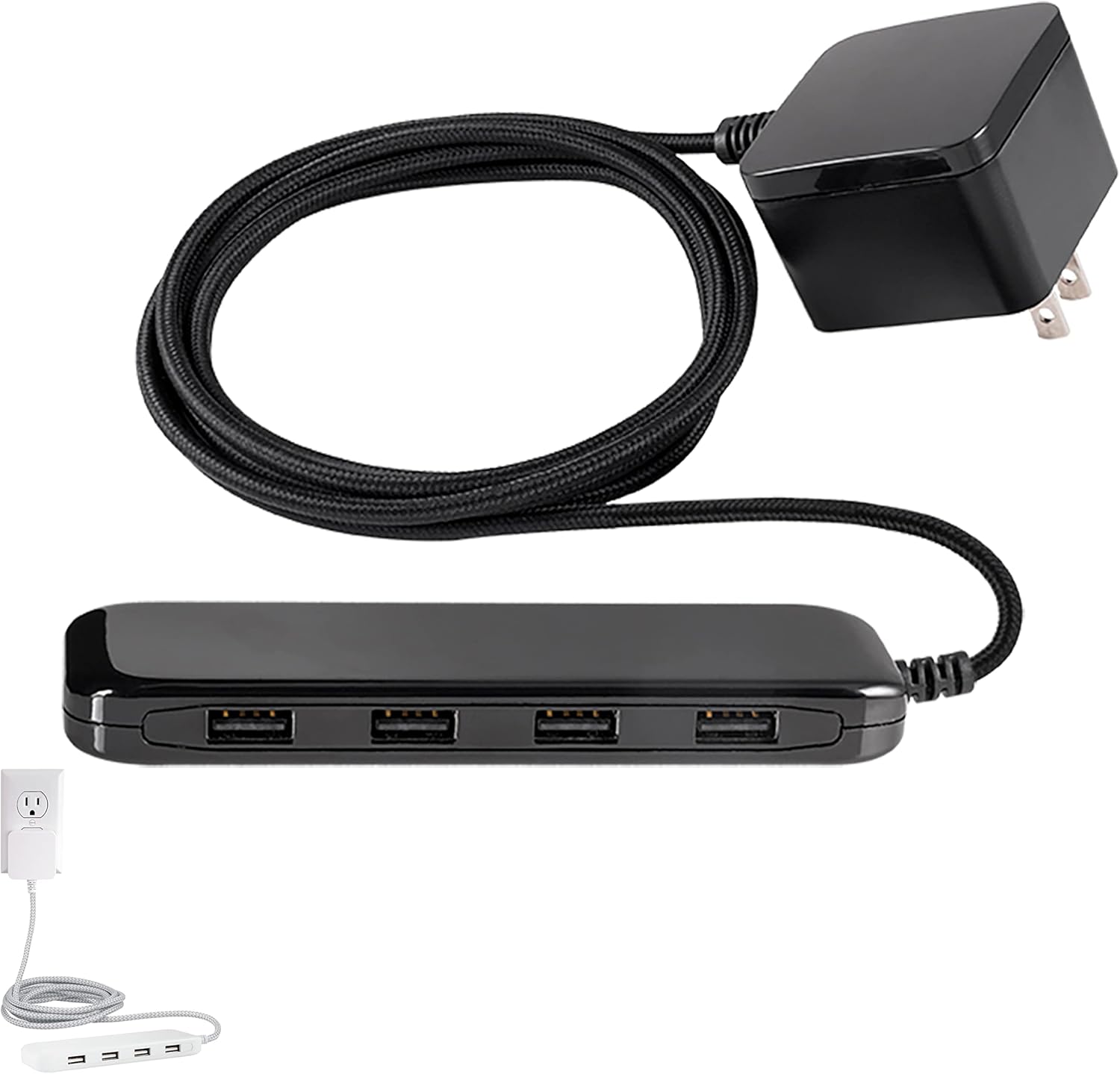 UltraPro Desktop Charging Station, 24W 6 Ft 4 Ports Power Strip, Multiport Charging Station, A Desktop Charger for iPhone 16 Series, 15 Series, iPad Pro, Braided Cord, Black, 54734