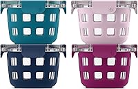 Vista 9 de Ello Duraglass Refresh - Juego de 4 recipientes de vidrio reutilizables de 2 tazas con tapas a prueba de fugas y mangas protectoras de silicona