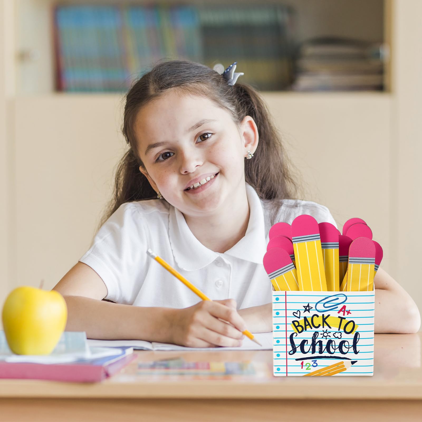 AnyDesign 51 x Namens-Sticks für den Schulanfang, mit Notizbuchhalter, Cartoon-Bleistift, sprechend, Namens-Sticks für Bildung und Lernen, Klassenzimmer-Aktivitäten, Gruppierung