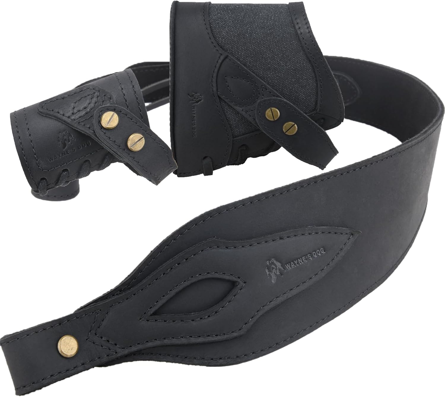 Set of Leather Shotgun Buttstock Recoil Pad with No Drilling Rifle Strap and Barrel Loop Mount for Lever Action