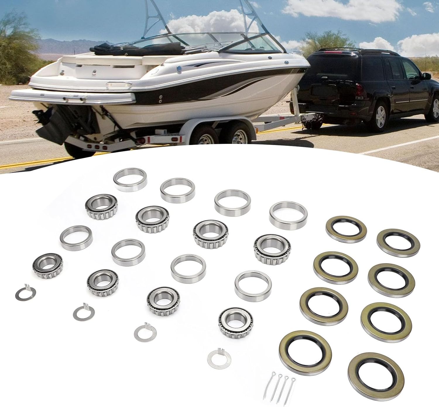 Boat Trailer Axle Hub Bearing, 25580 14125A for 5200 to 7000 Lb Tandem Axles, 32pcs Included