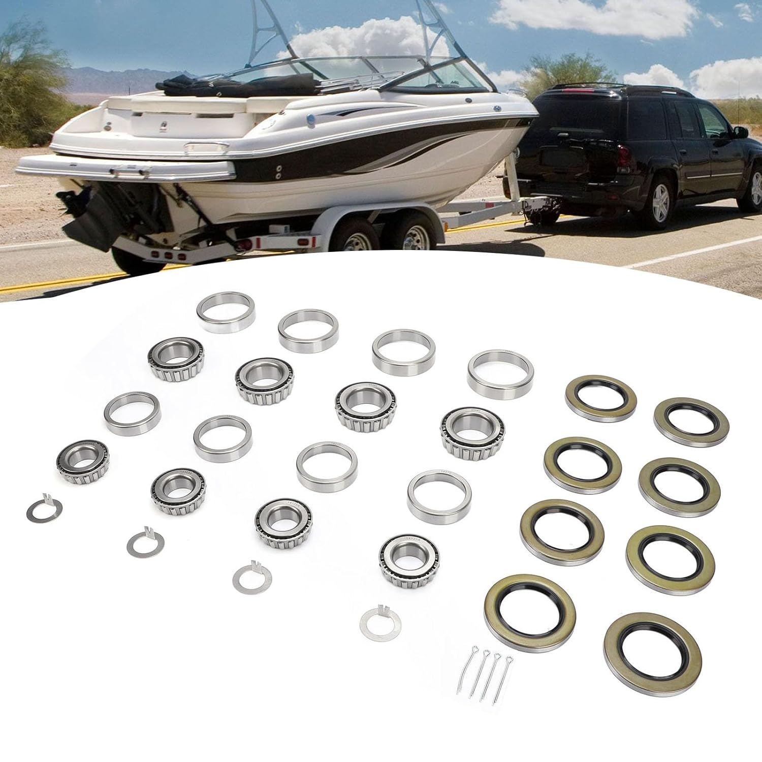 Boat Trailer Axles Bearing Kits 2558014125A, Made of Chrome Steel Alloy with Long Lifespan, Fits 5200 to 7000 Lb Tandem Axles. Supports The Spindle, Reduces Friction,