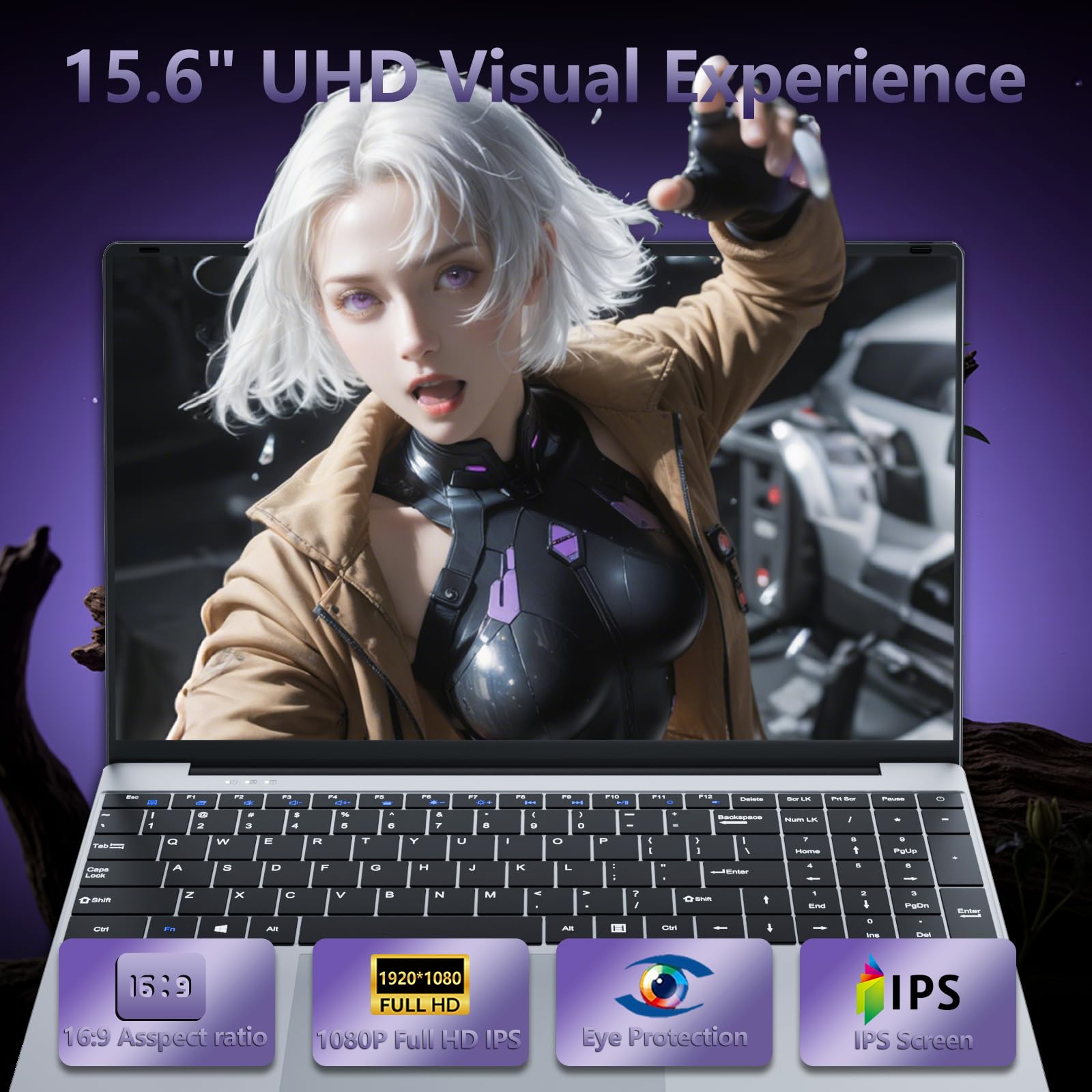 Ordinateur Portable de 15,6 Pouces avec Processeur Core i5 7Y54 (Jusqu'à 3,2 GHz), 16Go RAM et 512Go SSD, Win 11 Pro PC Portable 1920*1080 IPS FHD Écran, Laptop avec clavier rétroéclairé USB3.0 HDMI - 4