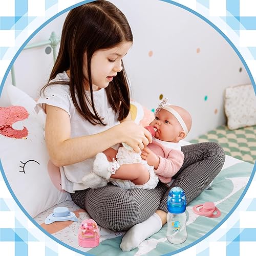 Miniatura 6 de Jexine 4 accesorios para muñecas Reborn de bebé, incluye 2 chupetes magnéticos y 2 biberones de muñeca, biberón de alimentación para muñecas Reborn,