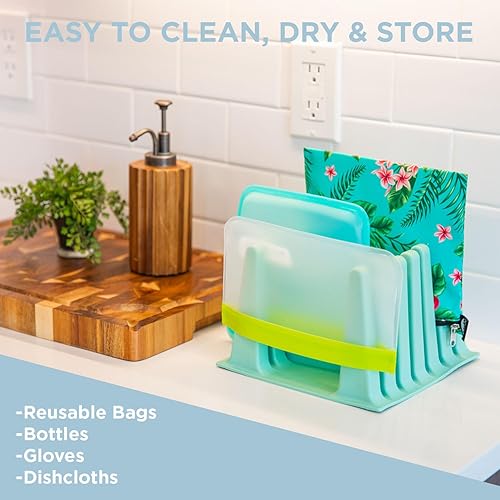 Miniatura 5 de Nordic By Nature Estante de secado de silicona para bolsas reutilizables, botellas, organizador de bolsas de almacenamiento de bocadillos y