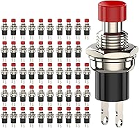 Vista 10 de Interruptor de botón momentáneo, 1A 250VAC SPST Mini interruptores de botón cerrado normal (NC) tapa negra y roja - 20 piezas