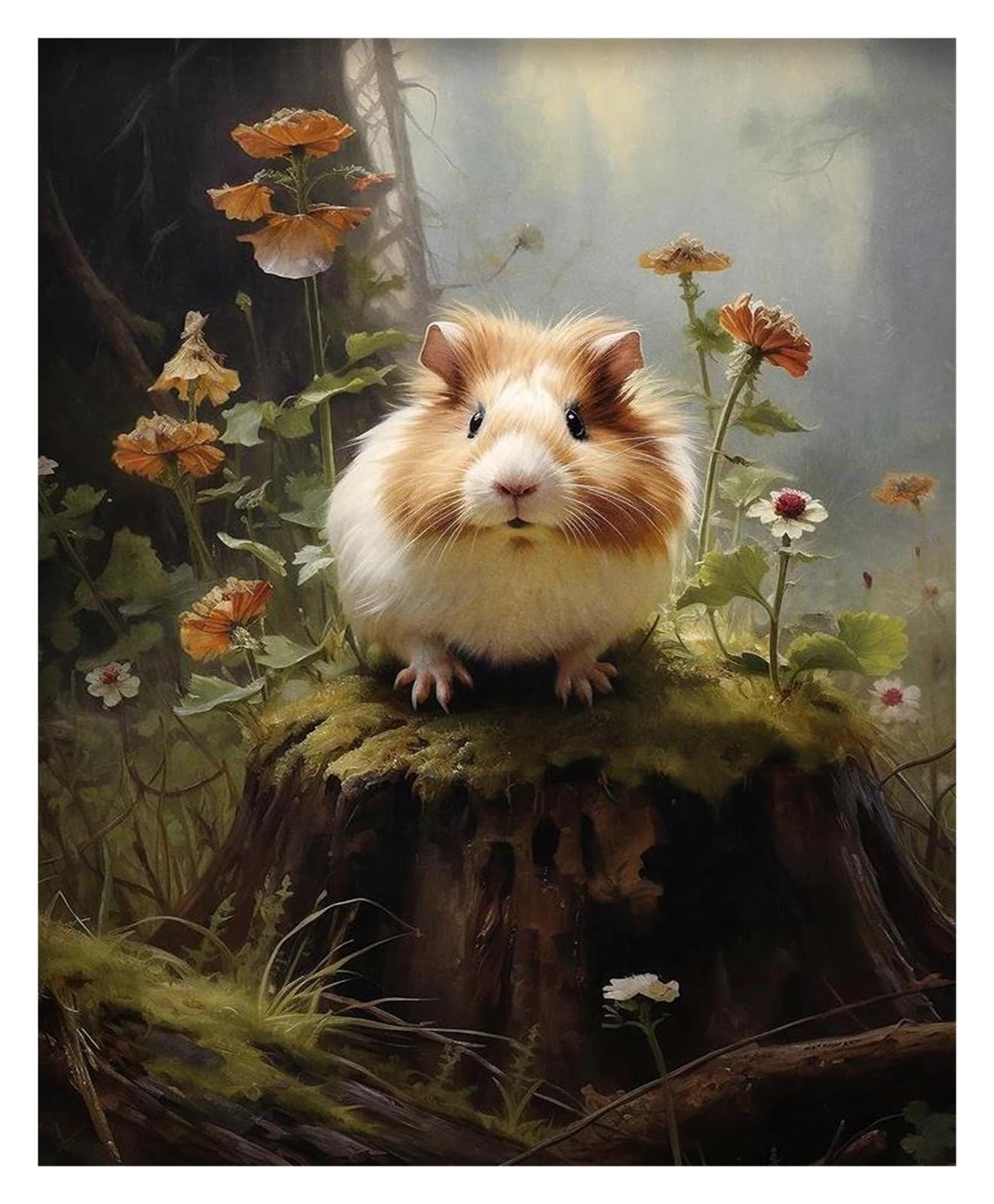 Affiche lapin et animaux de la forêt pour décoration de chambre enfant ou salon rustique 30x40cm