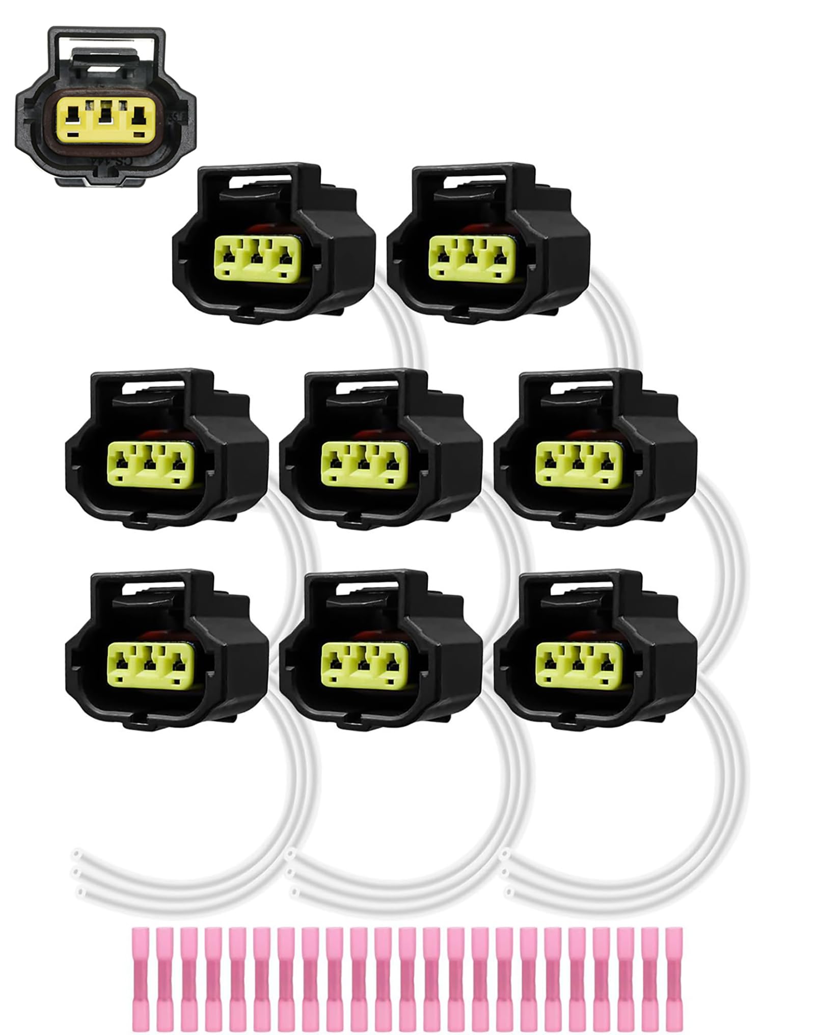 8 Pcs Ignition Coil Connector Plug Pigtail Wiring Harness Compatible With Dodge Charger, Challenger, Durango, Ram 1500 2500 3500, Magnum, Dakota, Chrysler 300, Aspen (2000-2020)