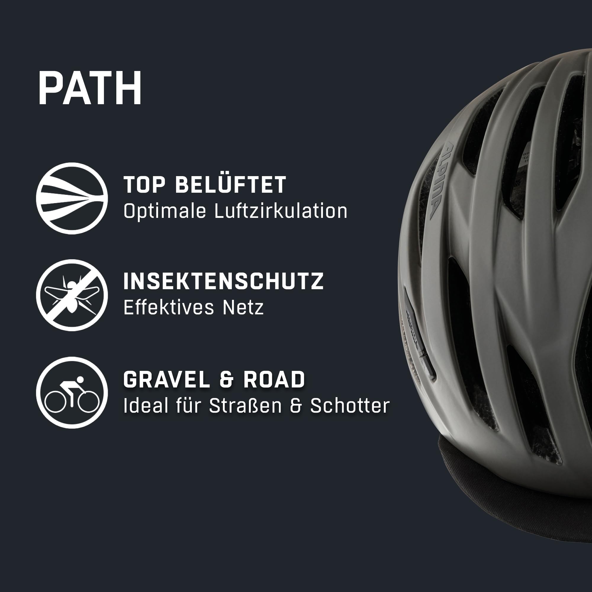 ALPINA Path - Sicherer, Leichter & Optimal Belüfteter Fahrradhelm Mit Fliegennetz Für Erwachsene