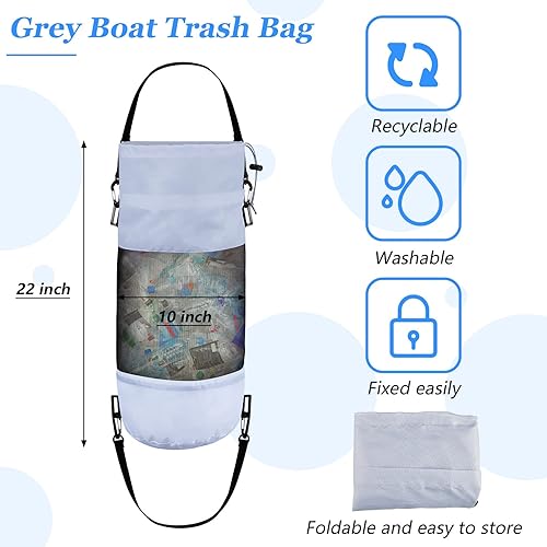 Miniatura 4 de Bolsas de basura portátiles para barcos al aire libre, contenedor de basura de malla de aro mediano, bolsas de basura reutilizables para barcos,
