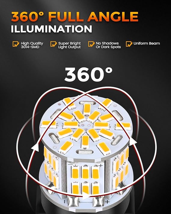 BANGO 3157 LED Bulb Amber Turn Signal Light, 3156 3057 4157 Super Bright for Car Front Rear Turn Signal Lights Brake Tail Lights, 4 Pack