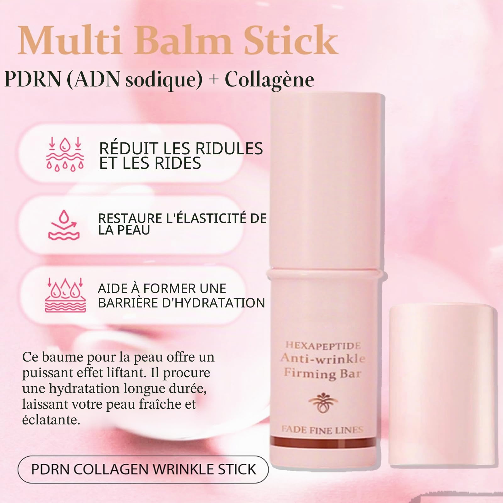 Wrinkle Bounce Multi Balm Stick | Eye Face Neck Base & Moisture Double Sérum Stick | Skin Care All-in-One Daily Moisturizer Stick