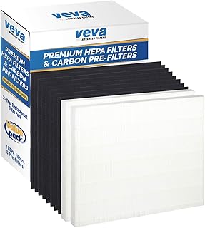 VEVA HEPA Filters Compatible with Coway Airmega AP-1512HH - 2 Pack HEPA Air Purifier Filters with 8 Charcoal Pre-Filters compatible with Coway Airmega 200M Air Purifier