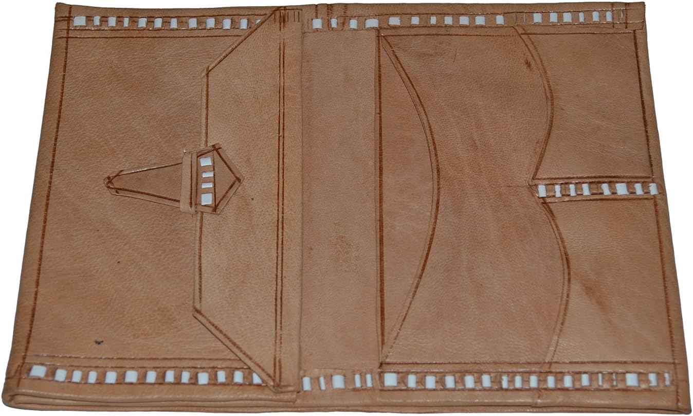 Treasures Of Morocco Handmade Moroccan By-fold Leather Wallet Large Vintage Exquisite Handy Natural
