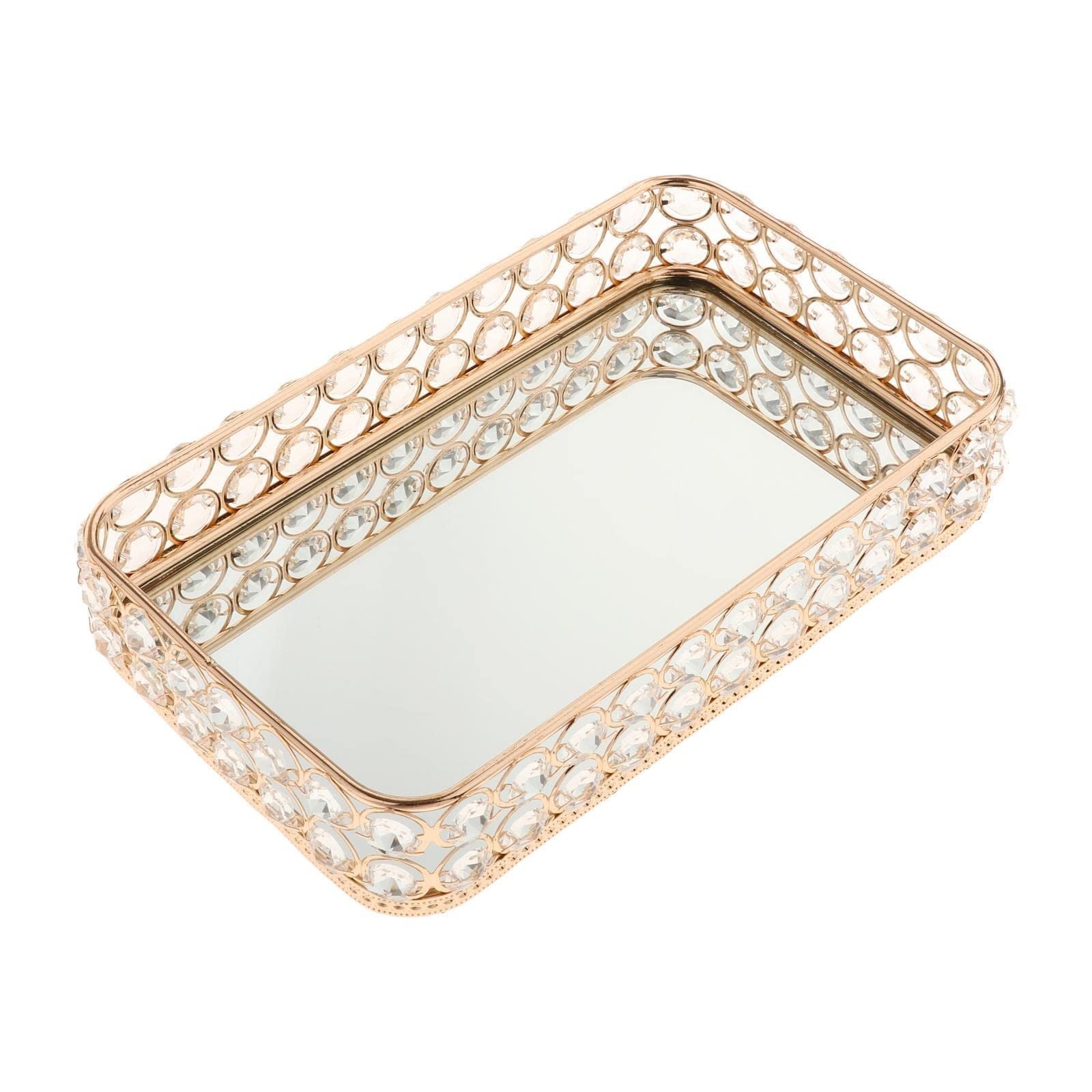 Vassoio per la Cena Vassoio di Cristallo Tavolo Scrivania Specchio cosmetico Gioielli Decorativi Profumo Profumo per la Pelle Trucco Organizzatore Tealight Portacandele