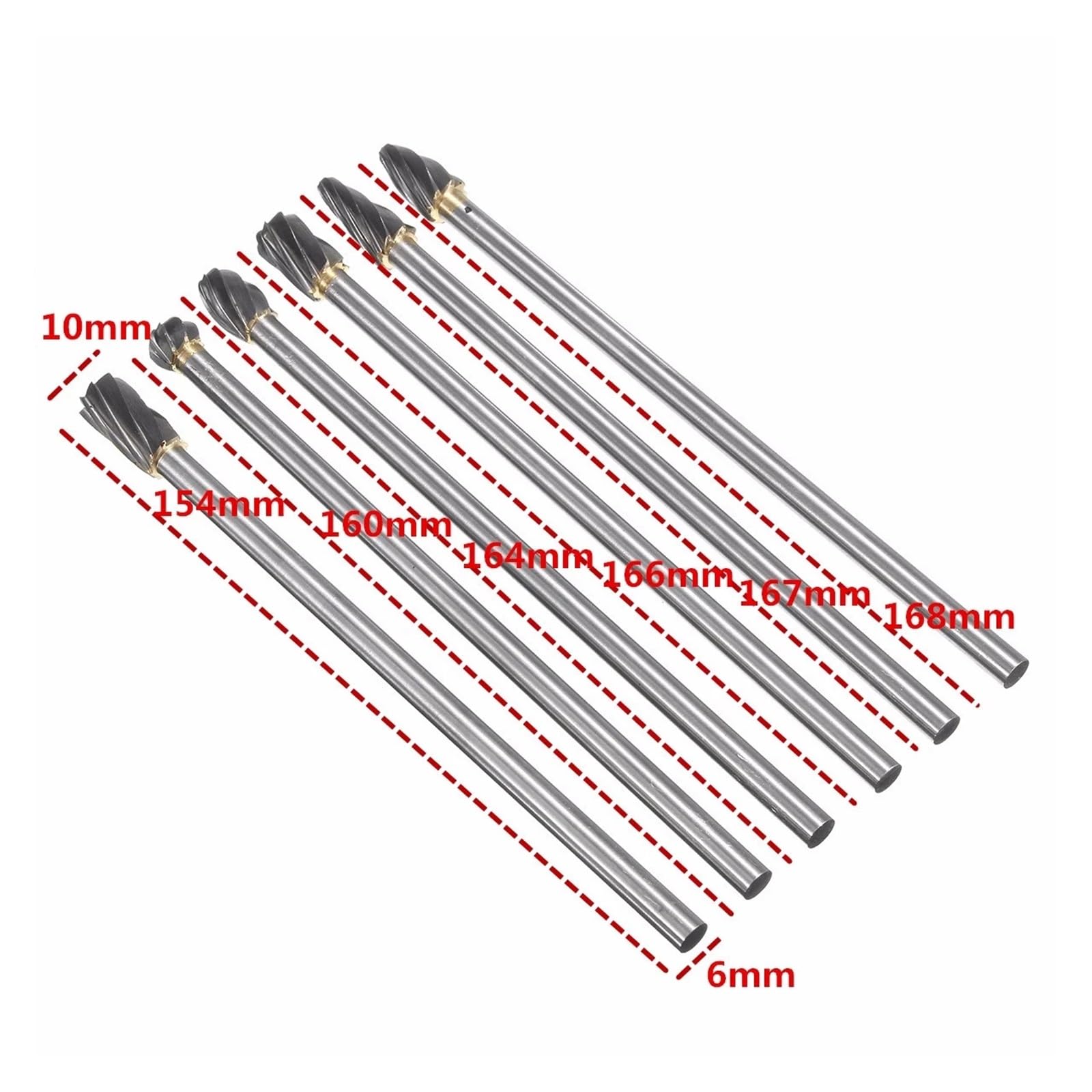 6 sztuk/zestaw 10mm obrotowy aluminiowy chwyt z zadziorami 150mm długie wiertła z węglików spiekanych JA55