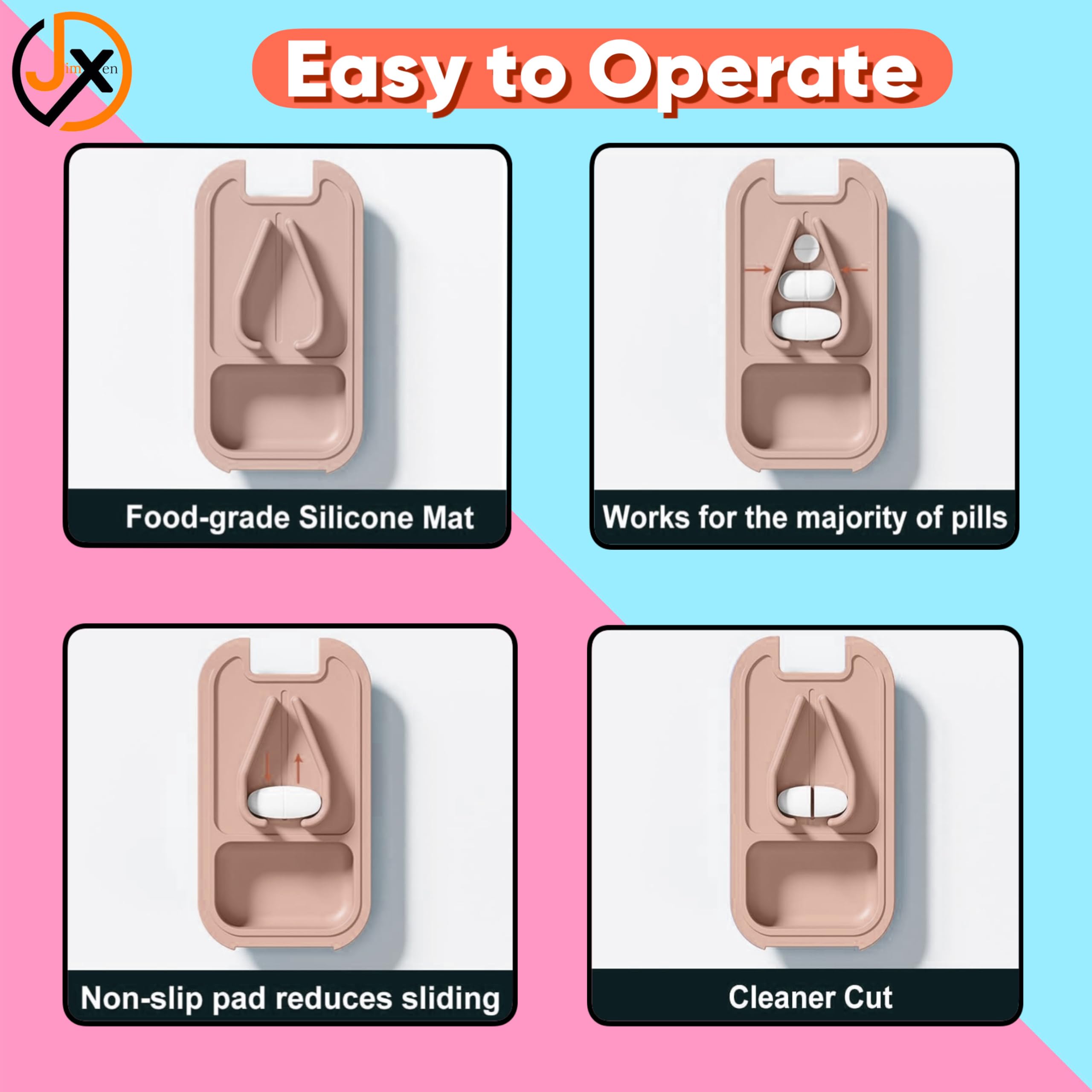 JimXen Portable Pill Cutter & Tablet Splitter with Stainless Steel Blade | Accurate Dose Cutting, Safe Lock Design | Compact Travel Medicine Cutter for Tablets & Vitamins (Pill Cutter Organizer) - Image 5 thumbnail