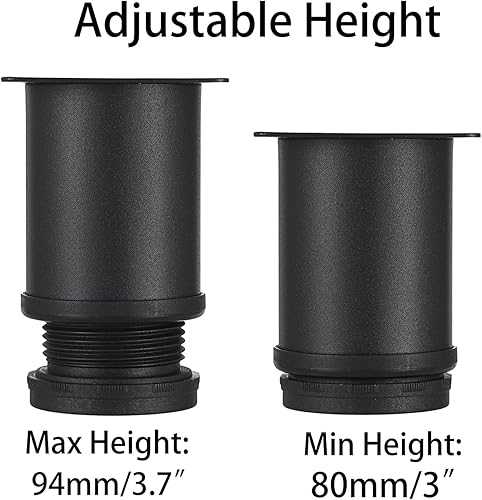 Miniatura 5 de OwnMy 4 patas de muebles de acero inoxidable de 3 pulgadas, patas de gabinete de metal resistente, elevadores redondos ajustables de metal para