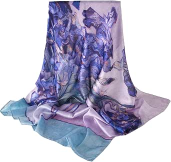 100% Mulberry Silk Scarf - Printed or Solid Color, 35” Square, Large Silk Hair Head Wrap with Gift Box