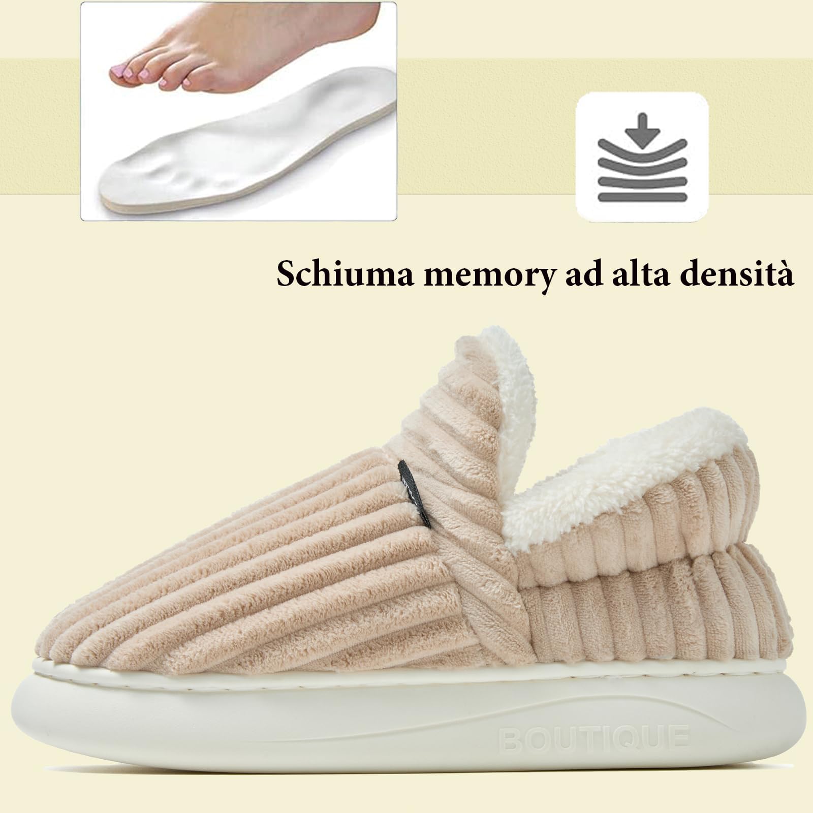 Coswind Pantofole Donna Uomo Invernali Ciabatte Calde Chiuse Peluche with Memory Foam Pelose Eleganti Comode Morbide Antiscivolo