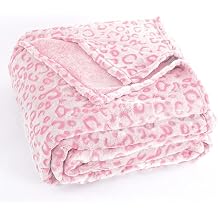 PLEASANT BOULEVARD | Leopard Throw Blanket Fleece, Premium Lightweight Cozy Warm Plush Microfiber Pink Blanket for Couch Sofa and Bed Pink, Throw 50 x 60 inches