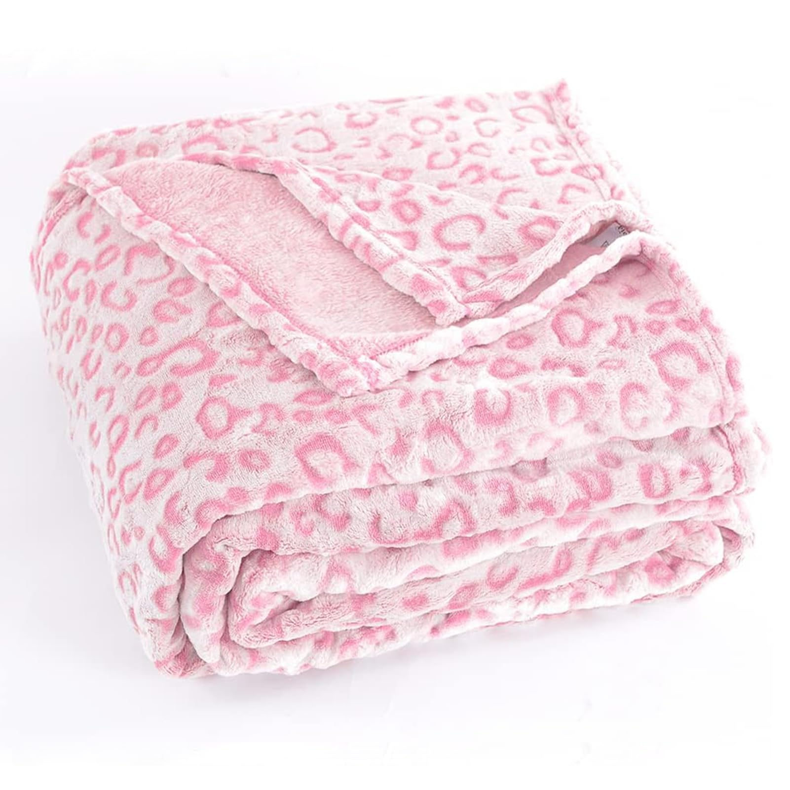 PLEASANT BOULEVARD | Leopard Throw Blanket Fleece, Premium Lightweight Cozy Warm Plush Microfiber Bedspread for Couch Sofa and Bed (Pink, Throw (50 x 60 inches))