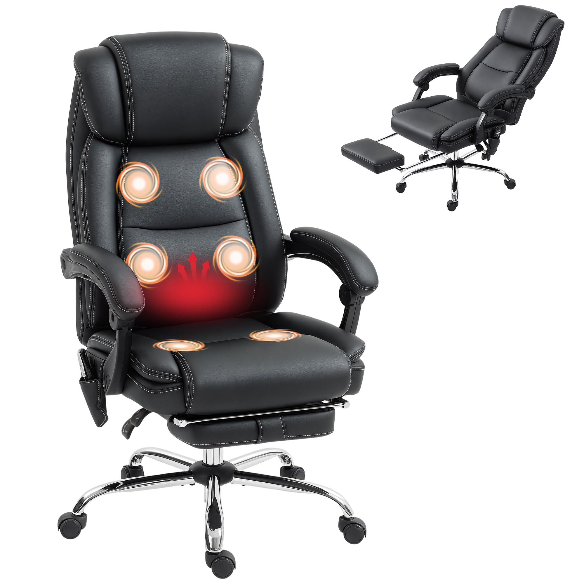 Fauteuil de bureau ergonomique HOMCOM contre le mal de dos avec chauffage