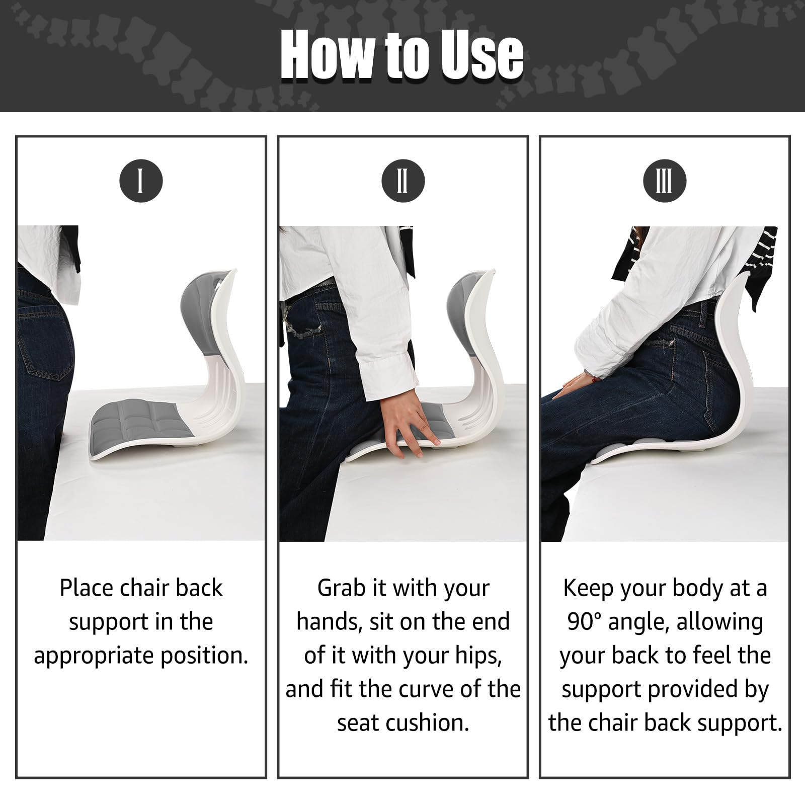 Silla ergonómica de apoyo lumbar para una buena corrección de postura y alivio del dolor de espalda, soporte de espalda para asiento de suelo, trabajo desde casa, oficina