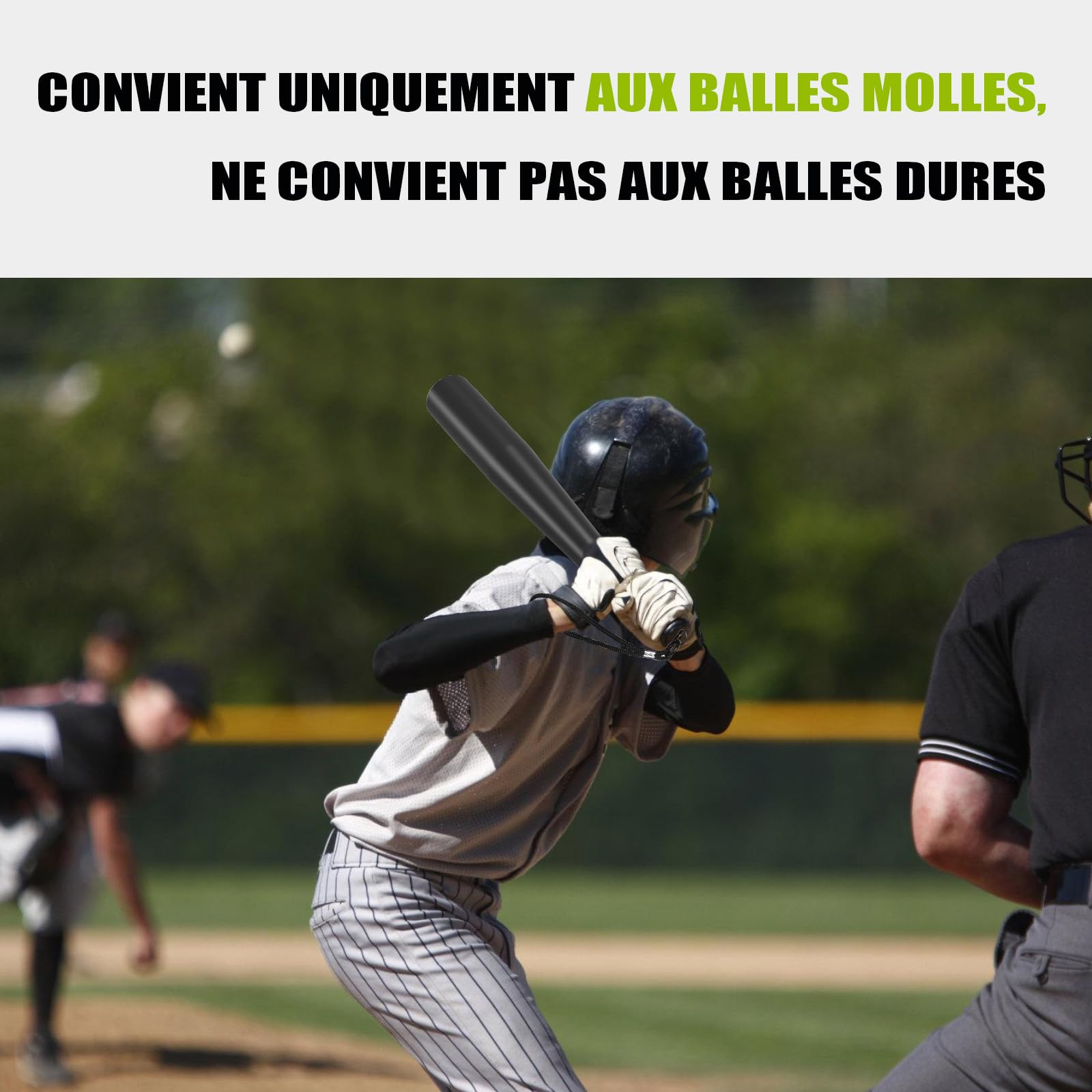 BOOSTEADY Batte de Baseball en Acier Robuste avec Poignée Antidérapante et Bracelet en Paracorde, Longueur Pratique de 43 cm, Compacte et Portable