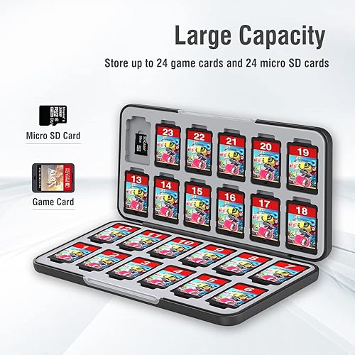 Miniatura 3 de NOOP Funda para tarjetas de juego para Nintendo Switch& Switch OLED y tarjeta Micro SD, funda de almacenamiento con 24 ranuras para tarjetas de