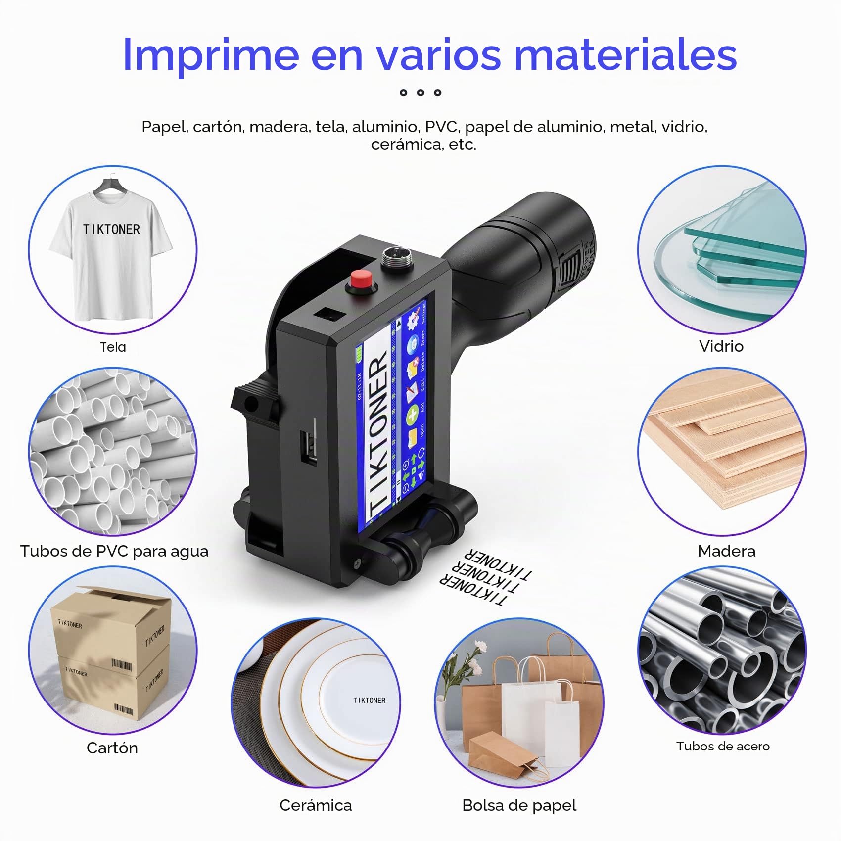 127T1 Impresora de Mano Portátil con Cartucho de Tinta de Secado rápido, Pistola Impresora de Inyección de Tinta de Mano para Texto Fecha Número de Lote Código QR Código de Barras