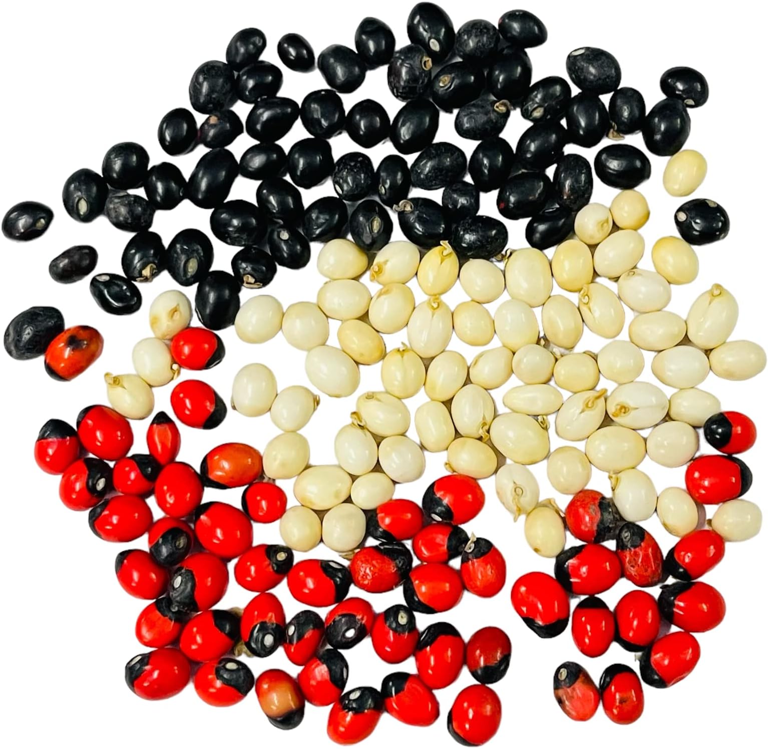 Chirmi Gunja Beads (303 Pieces(101 Pcs each))(Red, White & Black Beads)