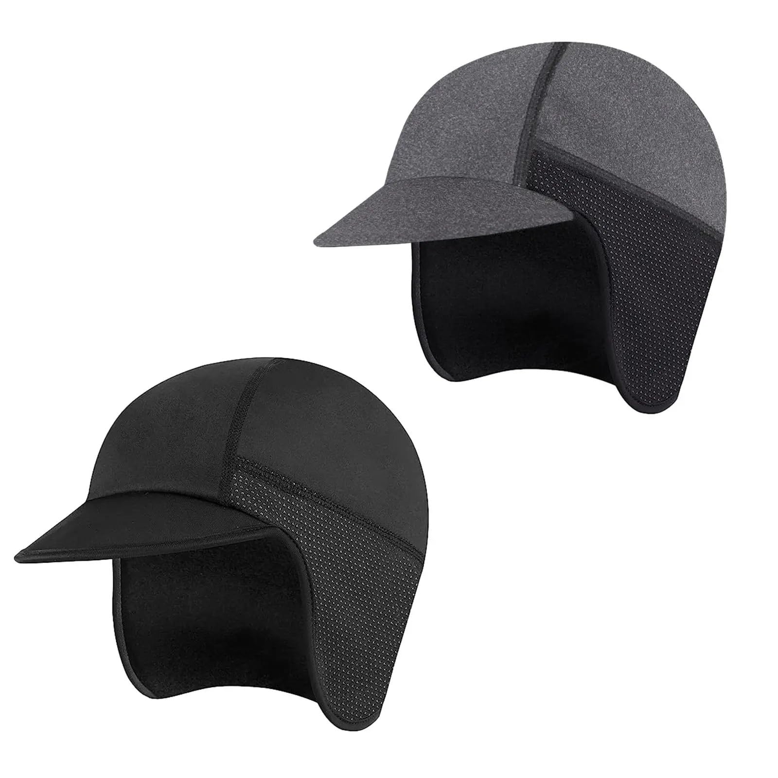 2 pezzi cappello da ciclismo protezioni for le orecchie calde assorbenti del sudore fodera antivento traspirante for l'esercizio fisico escursionismo sci campeggio freddo per Ciclismo(Black)