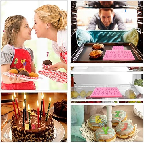 Miniatura 5 de 2 moldes de silicona con letras góticas y números, molde de silicona con letras únicas para dulces de chocolate, decoración de pasteles, molde de