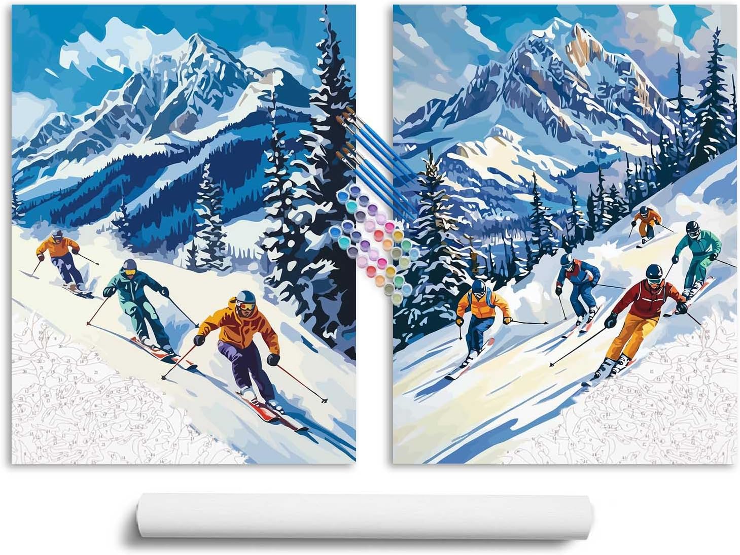 Cawpom Animals Paint by Numbers Kit for Adults, Dogs Paint by Number, Funny Bathroom Acrylic Painting, Animal in Bathroom Wall Art, Home Restroom Toilet Wall Decor(12x16 Inch, 2 Pack Without Frame)