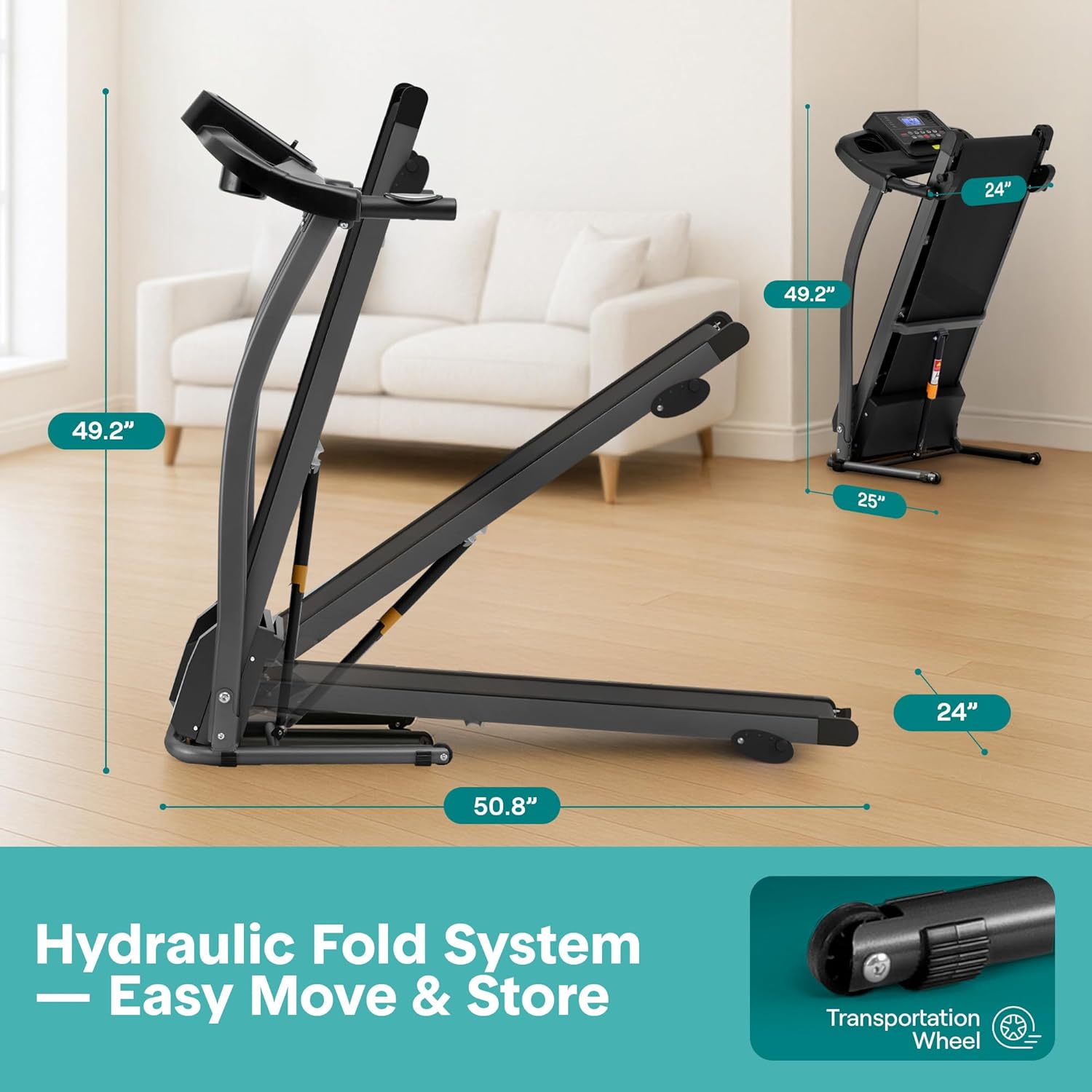 Serenelife Treadmills For Home With 13% Manual Incline Tread...
