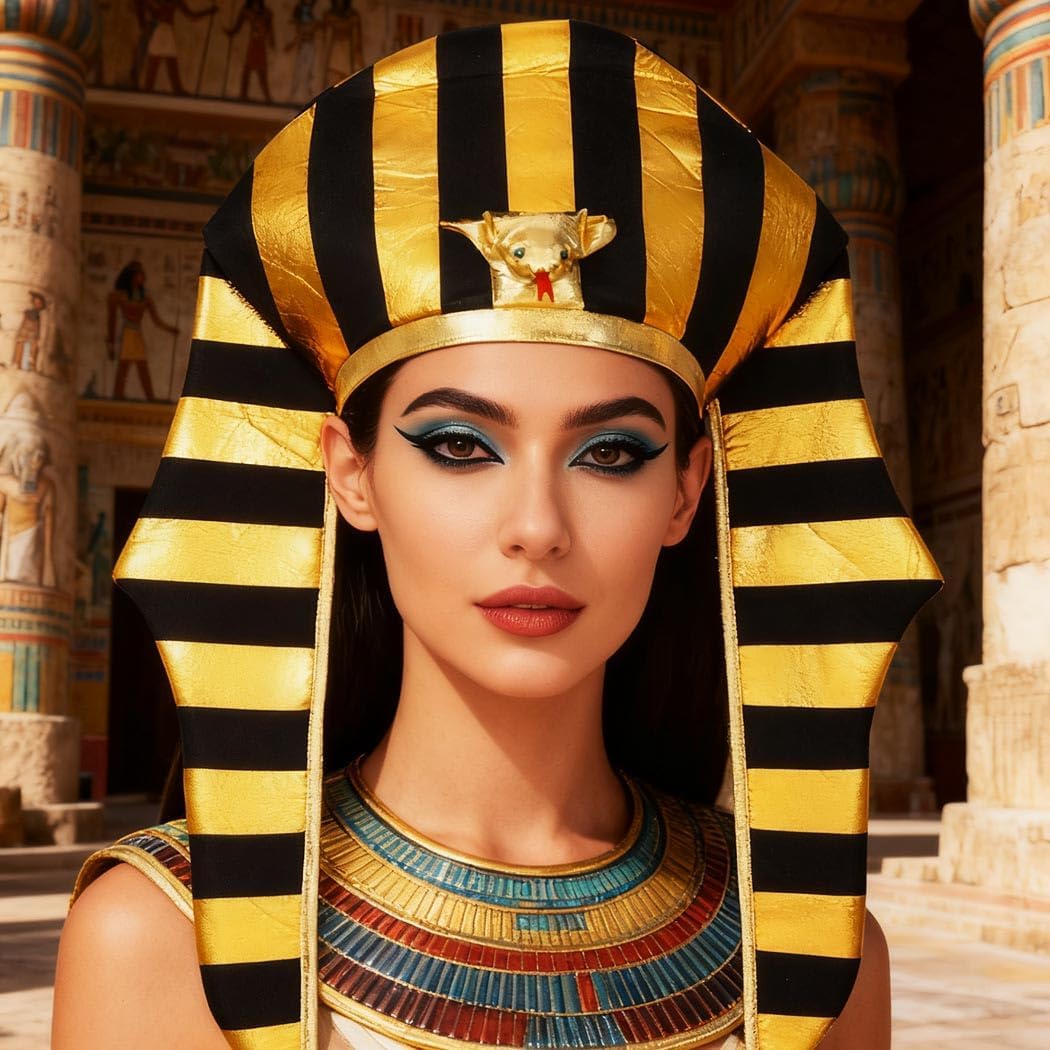 BARTOSI Cleopatra Headpiece Egyptian Headband Pharaoh Hat Headdress Halloween Costume Hair Accessories for Women and Men