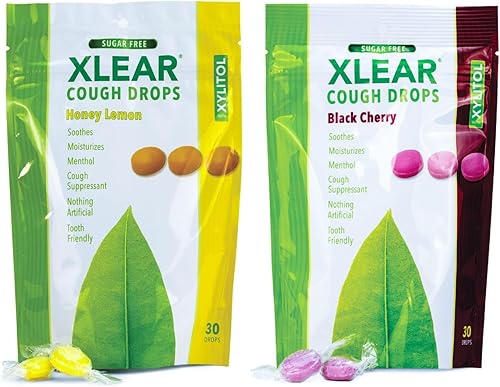 Xlear Xylitol - Gotas para la tos sin azúcar para adultos y niños, pastillas de boca seca sin azúcar para aliviar el dolor de garganta, sin OMG, sin