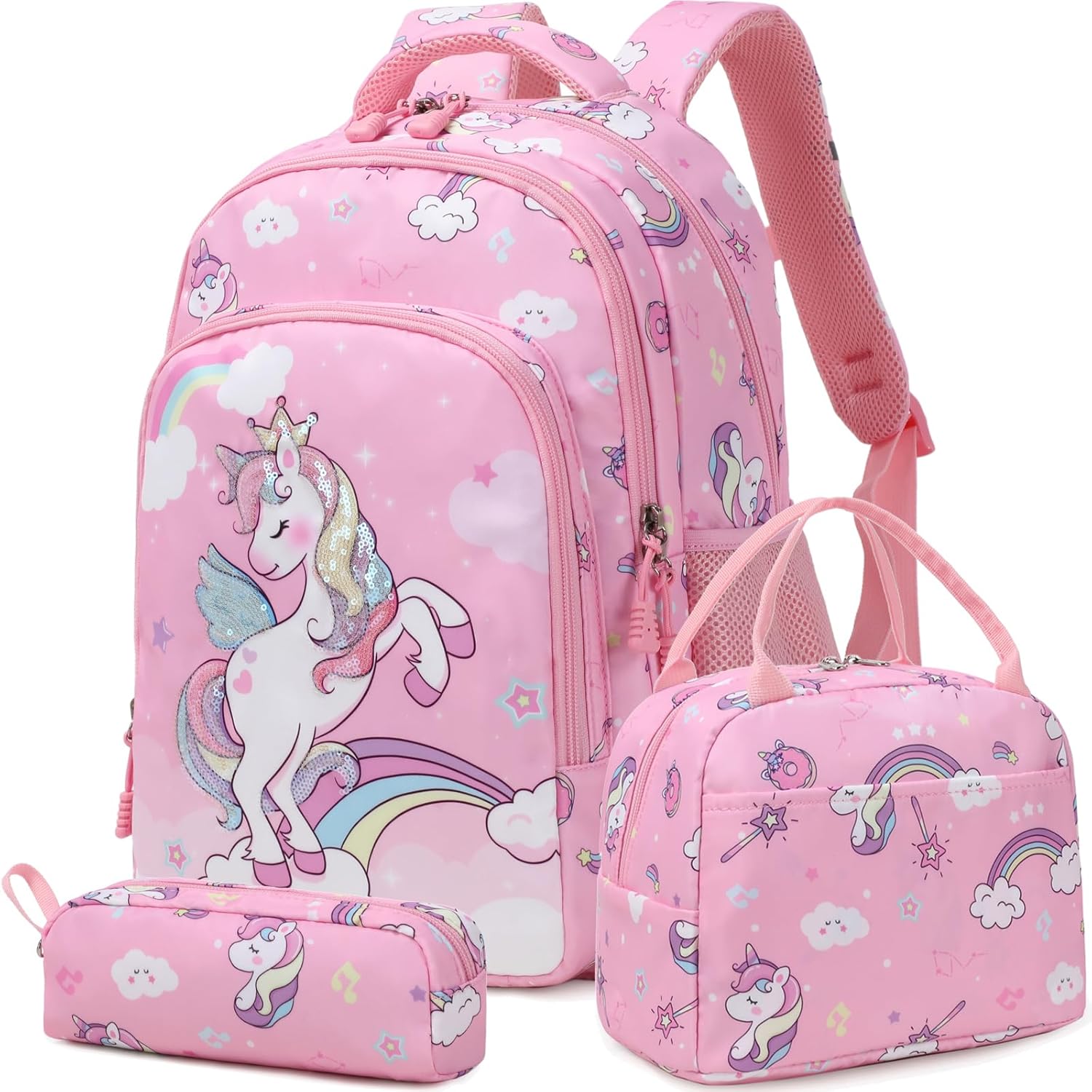 Girls Backpack for Elementary Kids School Bookbag Set Cute Unicorn Backpacks for Girls Water Resistant