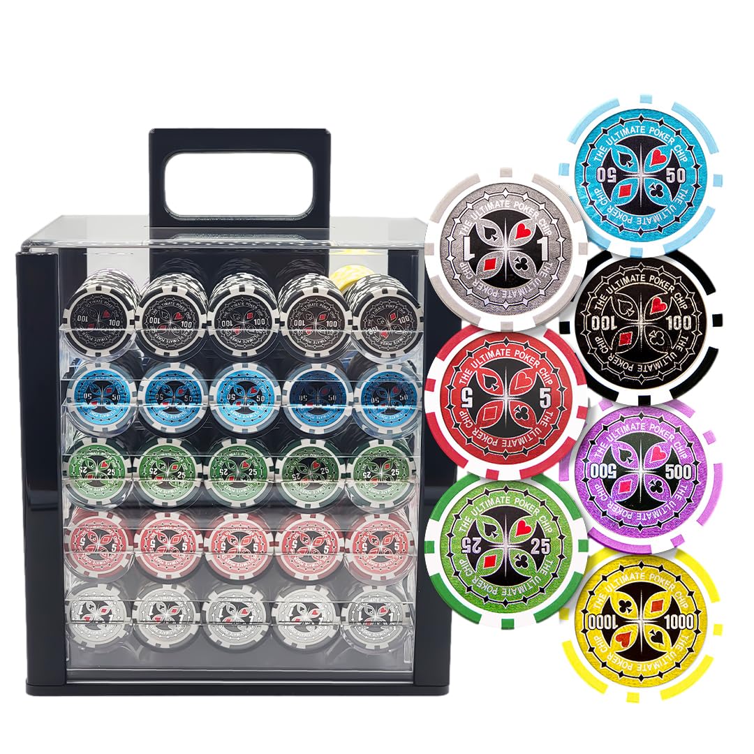Amazon.com: MRC 1000pcs Ultimate Laser Poker Chips Set with