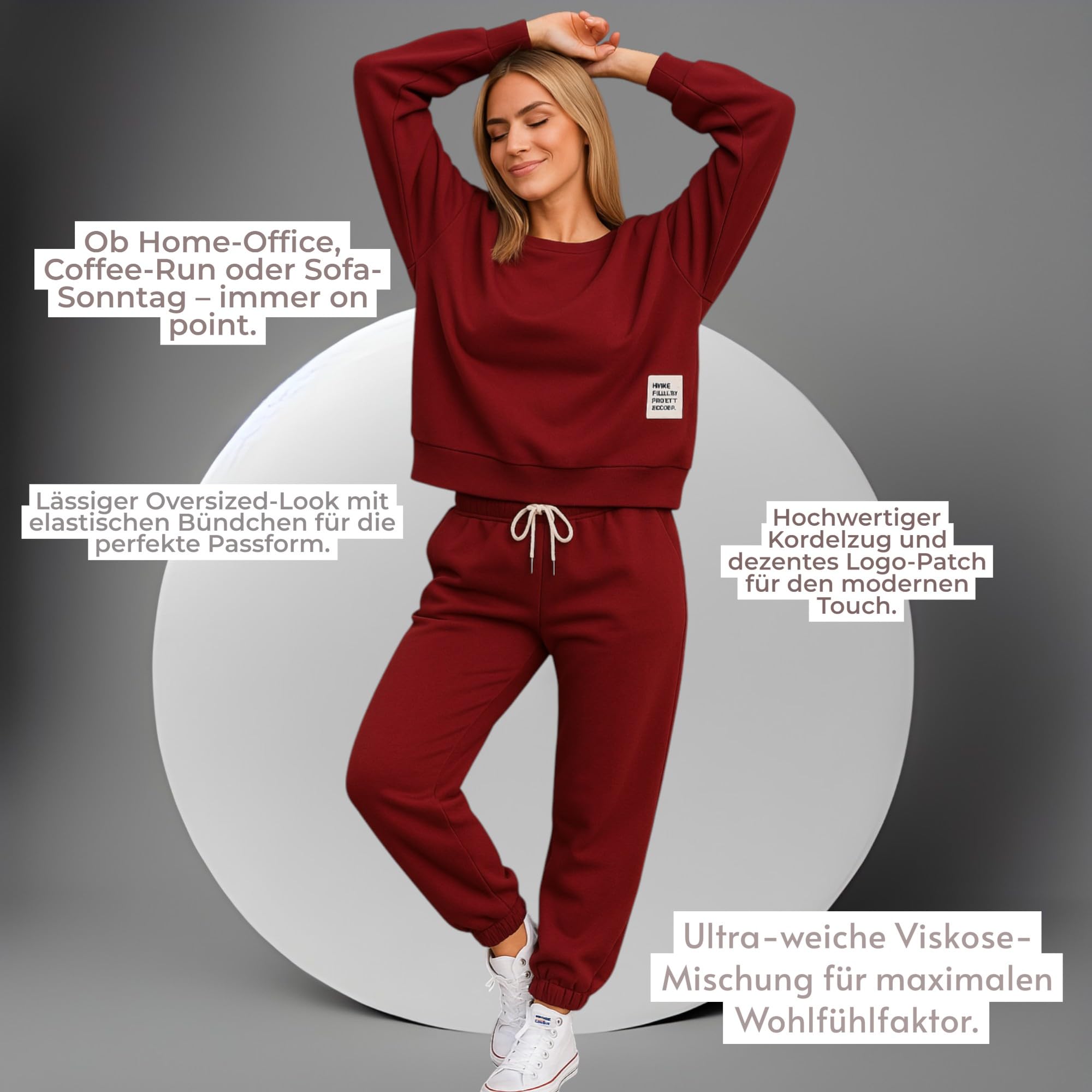 Damen Jogginganzug Zweiteiler – Weicher Hausanzug mit Hoodie & Jogginghose – Casual Trainingsanzug für Freizeit, Sport & Yoga – Einheitsgröße (36-42) – Modell 7065