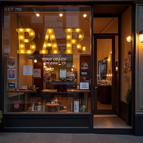 Miniatura 4 de Letrero de bar, luces de marquesina iluminadas colgables, luces LED de letras alimentadas por batería para pub, bar casero, cafeterías y tiendas de