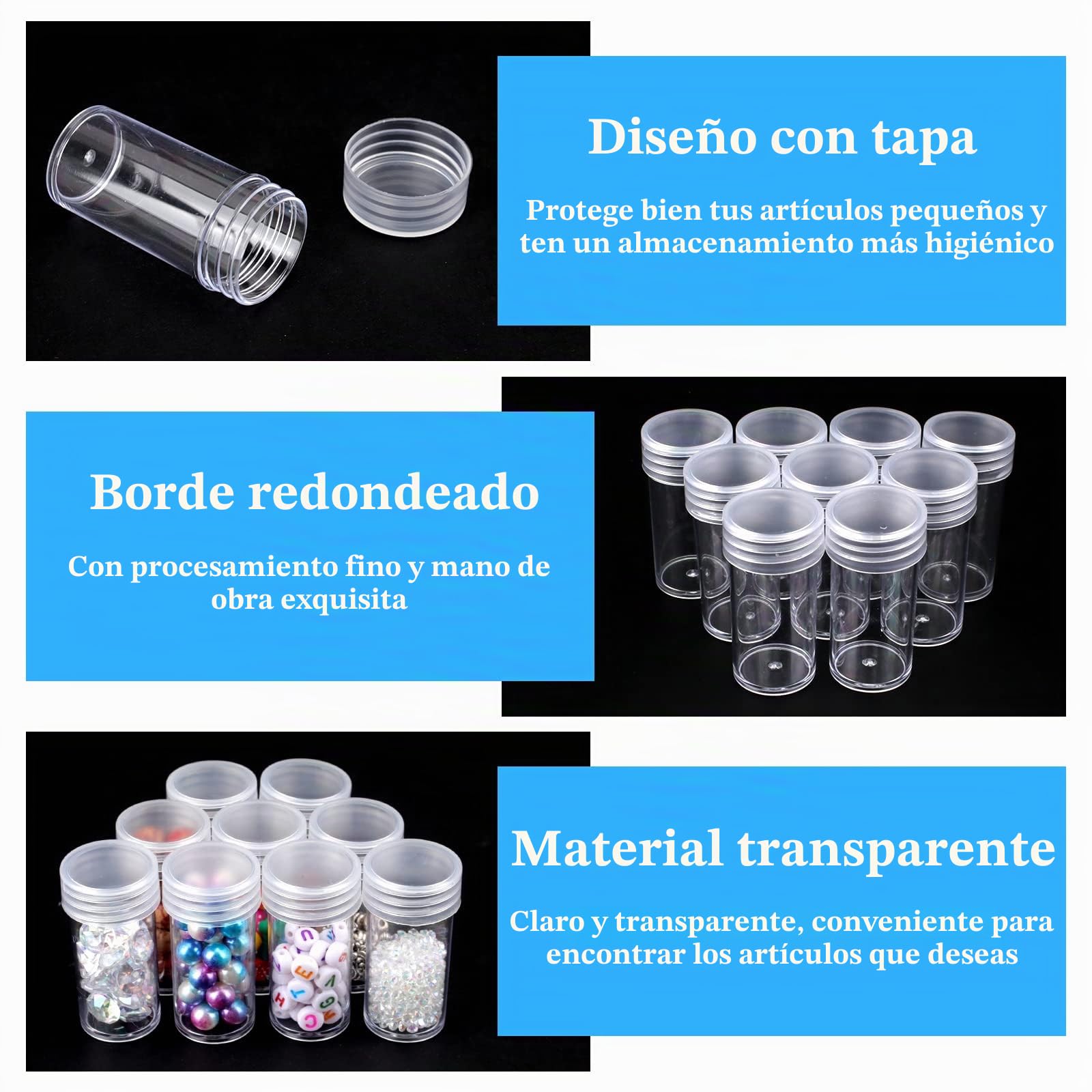 Contenedores de Almacenamiento de Pintura de Diamante 60 Rejillas 60 Rejillas de Compartimento Transparente de Almacenamiento de Bordado para DIY Uñas Joyas Bricolaje 5D Painting