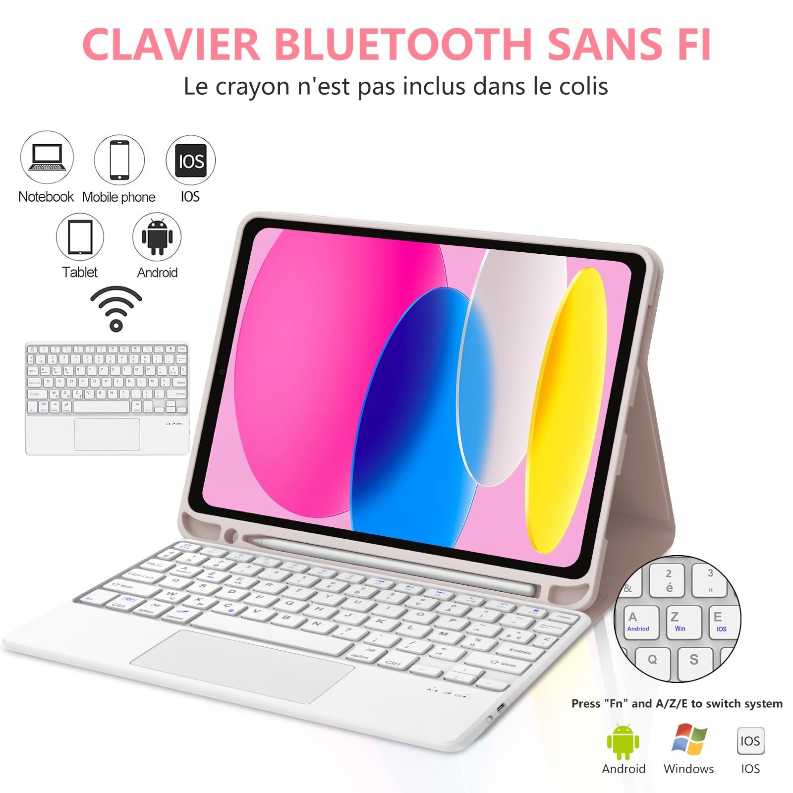 Coque Clavier pour iPad A16 11 Generation 11" 2025/iPad 10 10.9" 2022