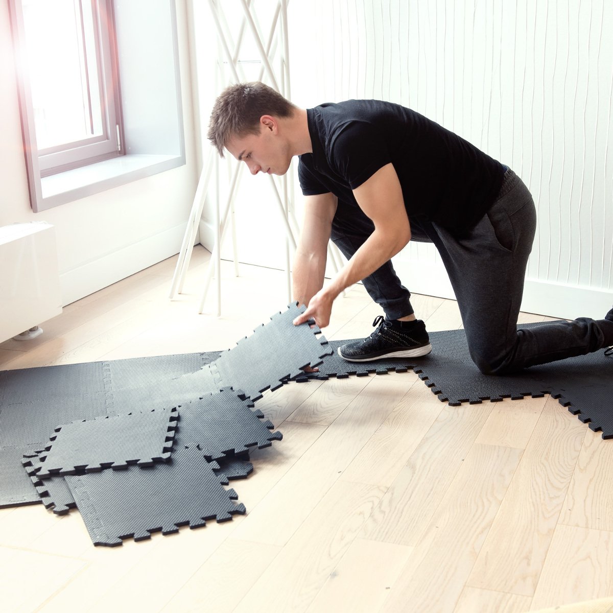 Navaris Tapis De Sol Puzzle - Matelas De Sport 20 Pièces 30x30x1 Cm - Protection Sol En Mousse - Dalle Tapis Carré Fitness Gymnastique - Env. 1,8 M²