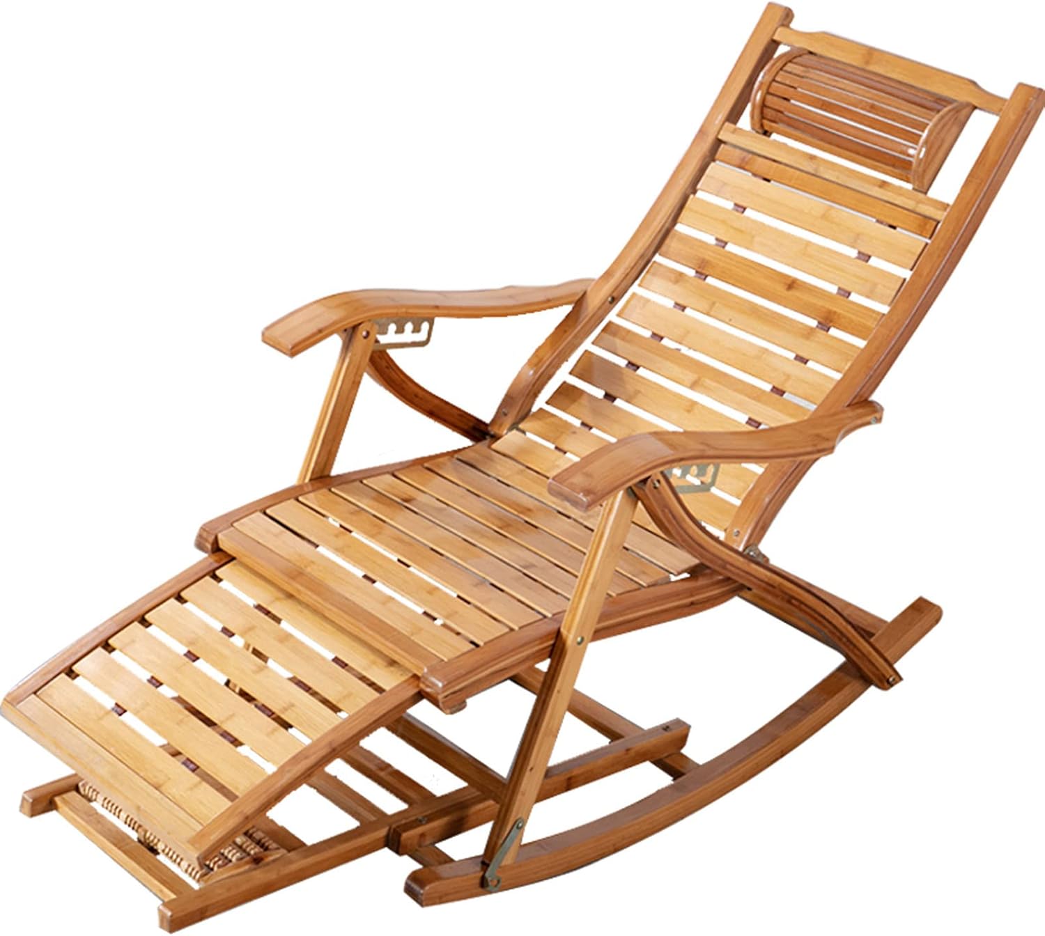 Outdoor Patio Woodenl Rocking Chair, Padded Modern Rocker Chairs with Cushion, Support 440lbs for Porch, Deck, Balcony or Indoor Use (with Grey Cotton Pad)