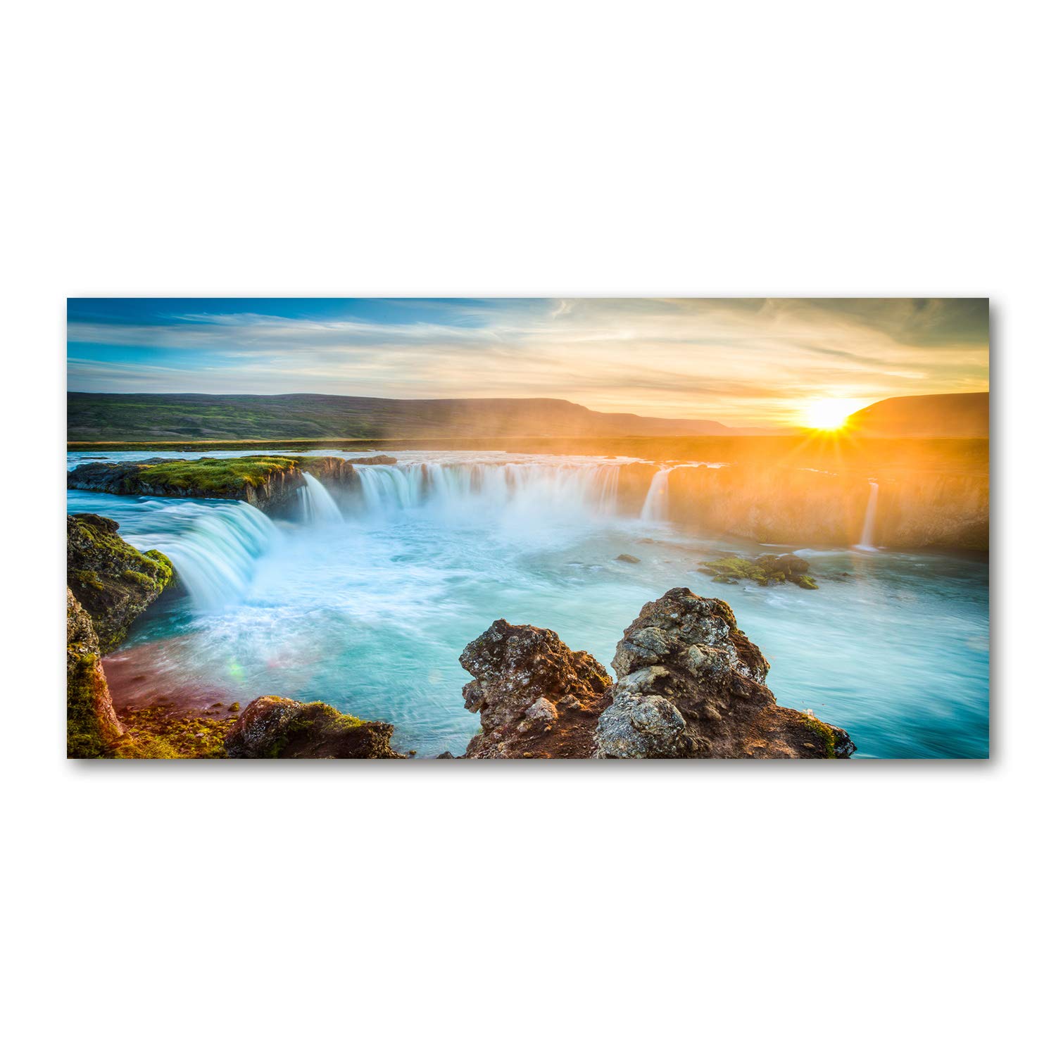 Tableau sur verre 120x60 cm pour illuminer une pièce sombre paysage jaune